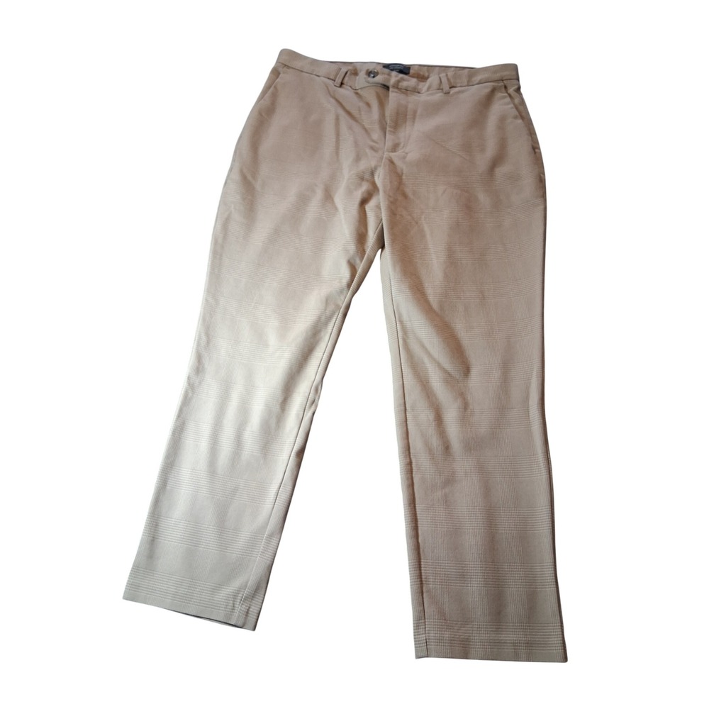 Banana Republic Slim Tapered Fit Plaid Chino Pants Mens 36x30 Tan Glen Check